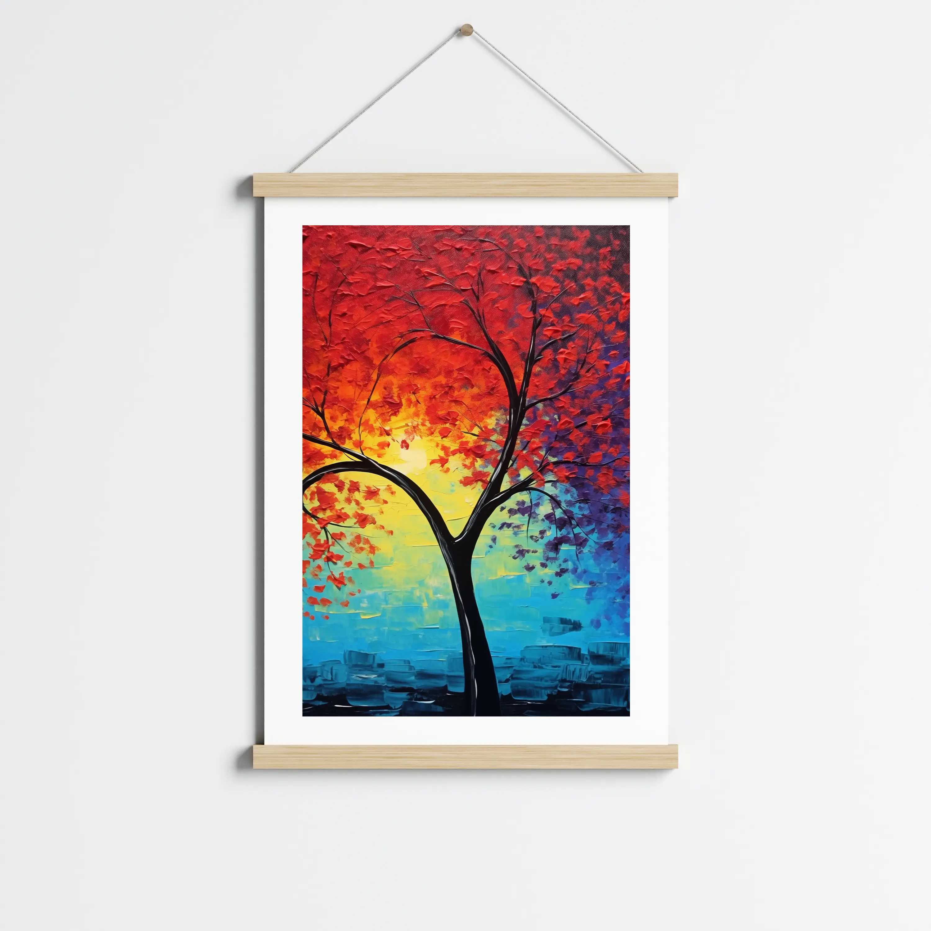 פוסטר לתליה | Abstract art red leaves