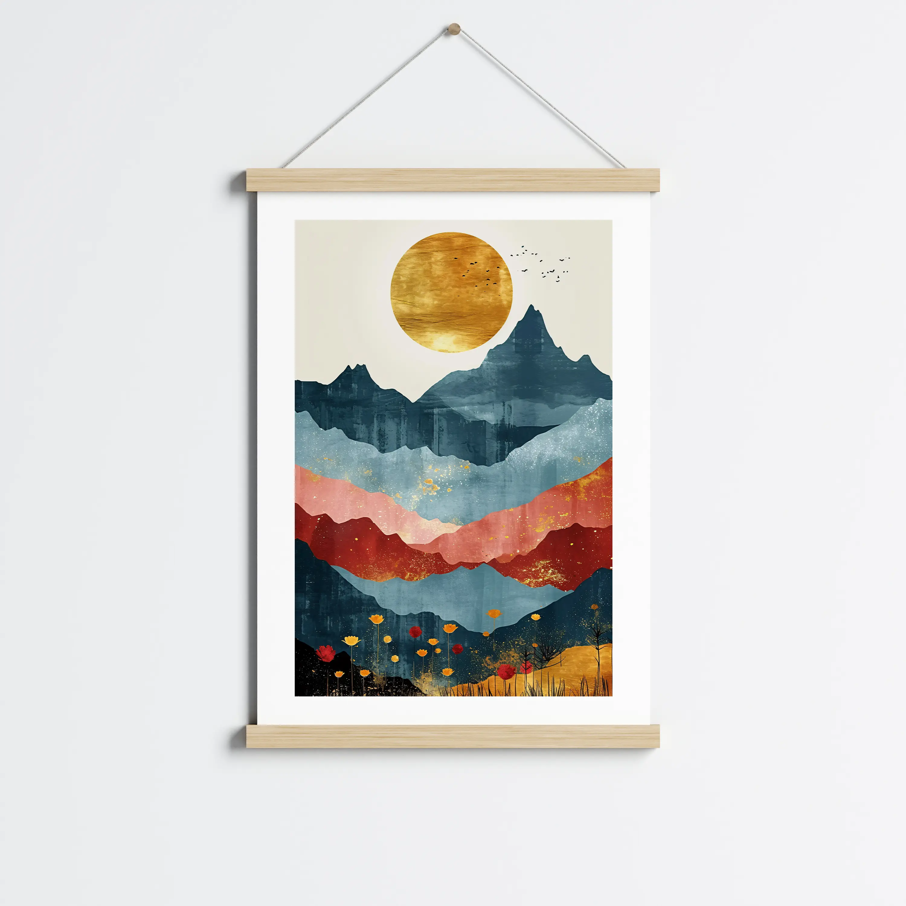 פוסטר לתליה | Abstract art Japan mountain